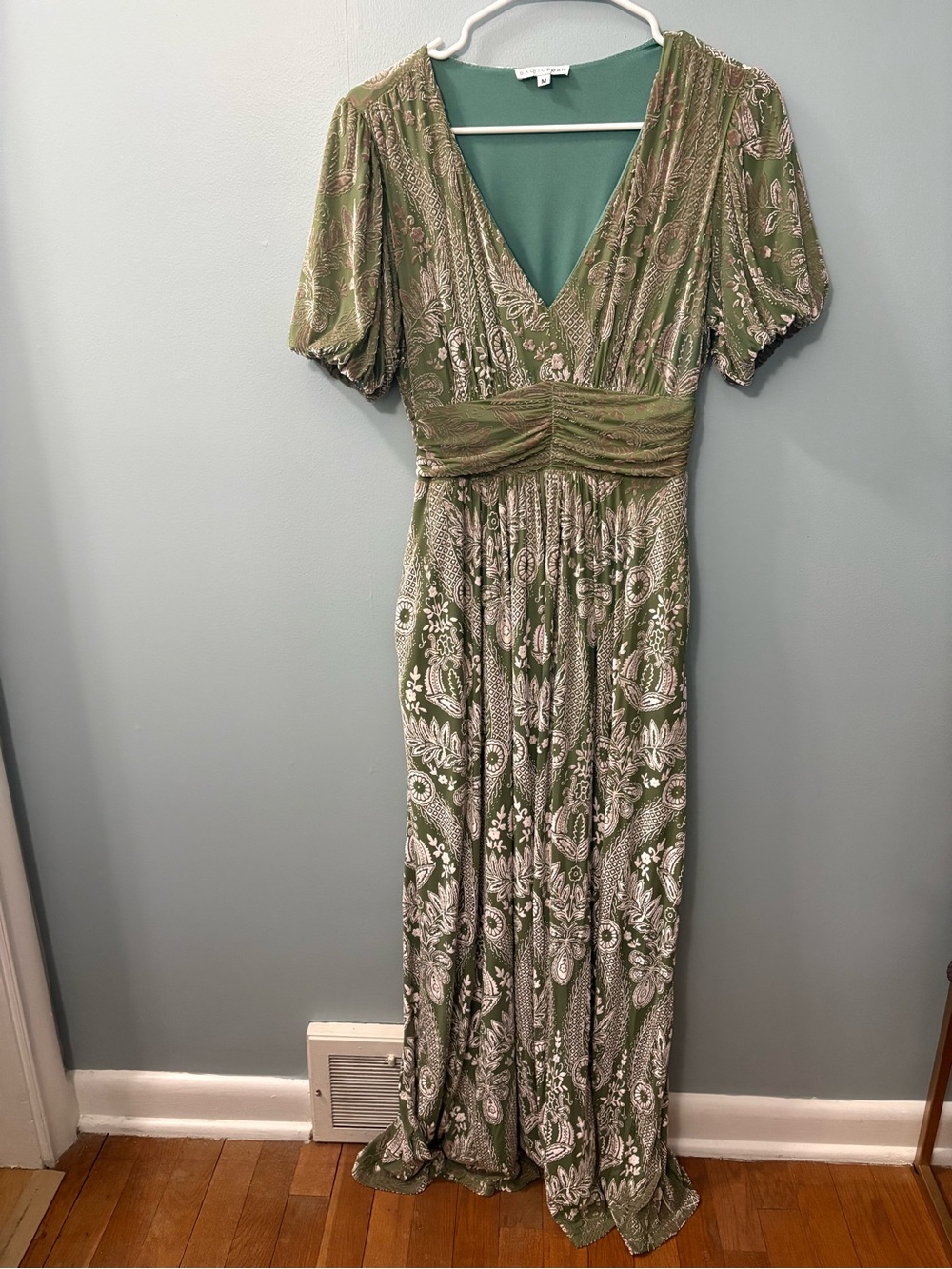 Baltic Born Light Green Printed V-Neck Maxi Dress